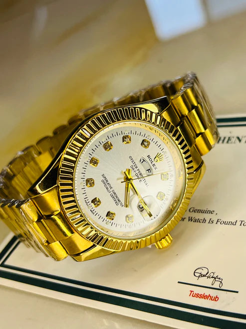 Premium Day Date All Gold White Dial Watch