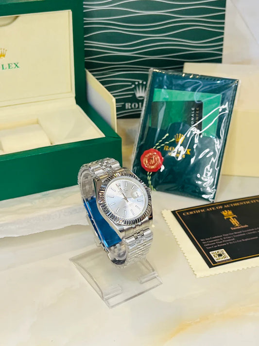 Date Just Silver White Dial Quartz Master Clone Watch