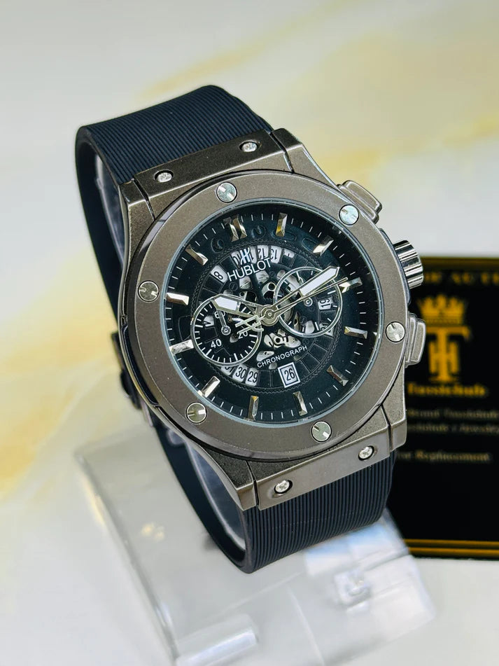 Minimal Black Hologram Silicon Branded Watch