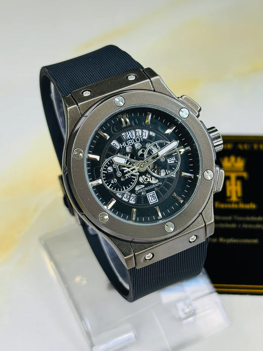 Minimal Black Hologram Silicon Branded Watch