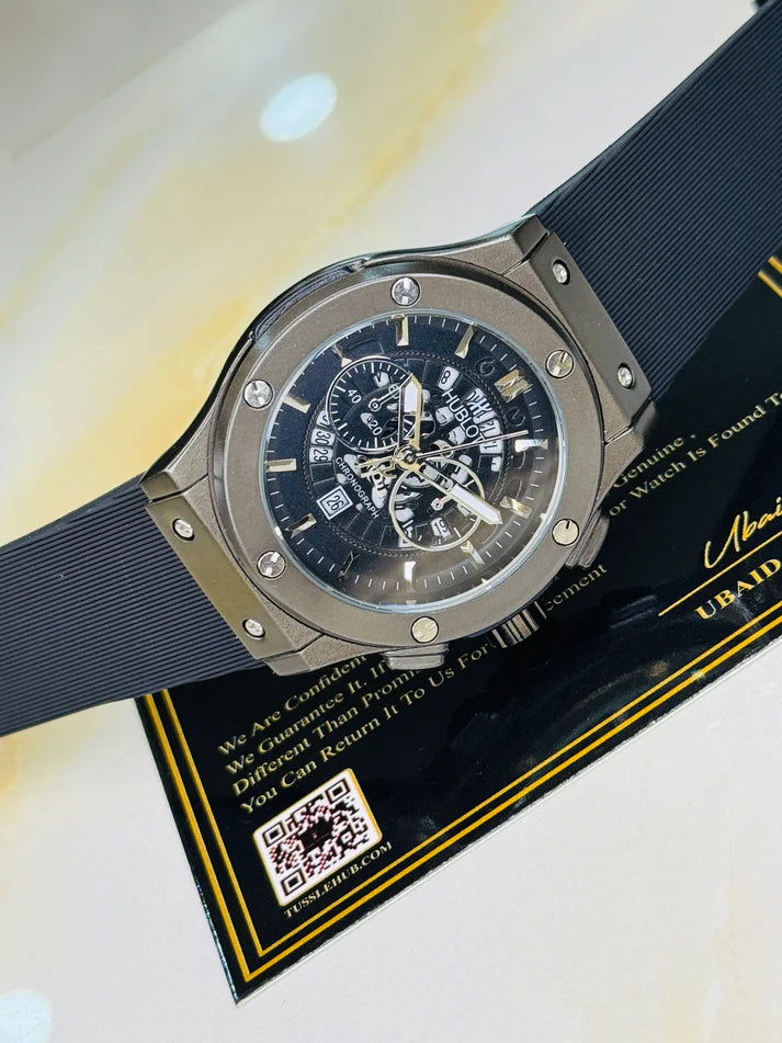 Minimal Black Hologram Silicon Branded Watch