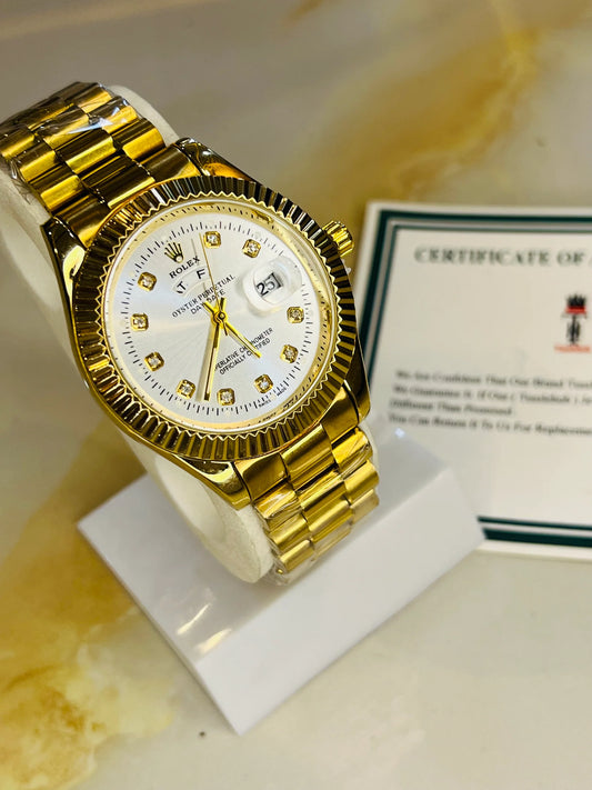 Premium Day Date All Gold White Dial Watch
