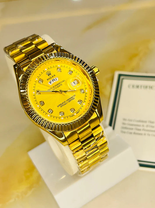 Premium Day Date All Gold Dial Watch