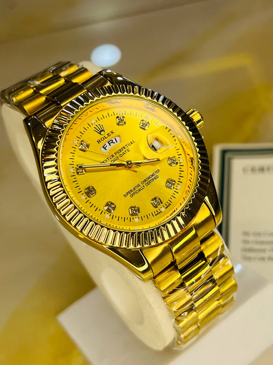 Premium Day Date All Gold Dial Watch