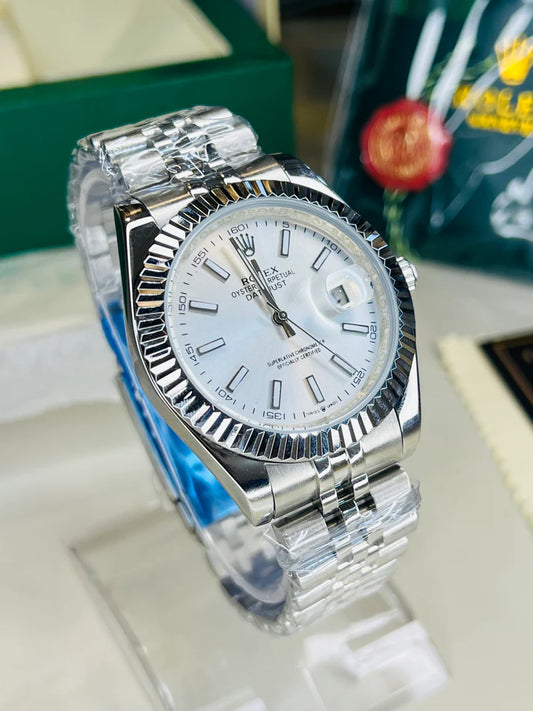 Date Just Silver White Dial Quartz Master Clone Watch