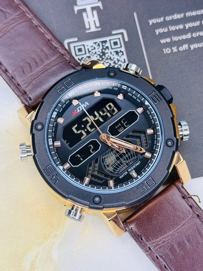 XDM Brown Black Dual Time Watch